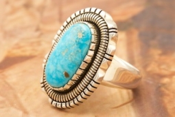 Genuine Blue Kingman Turquoise Sterling Silver Ring